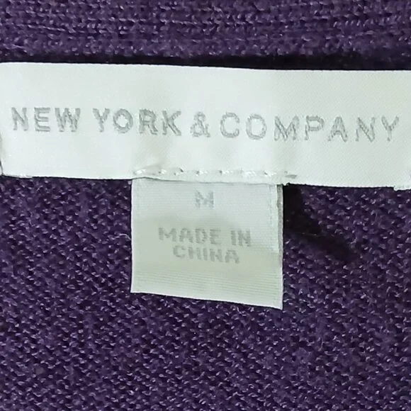 New York & Co. dark plum sweater with ruffled rosette pattern - medium - Picture 3 of 7